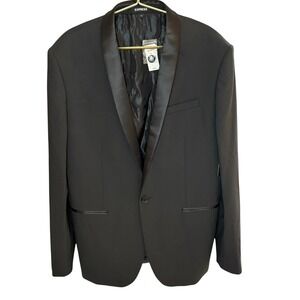 EXPRESS Mens Slim Fit Black Tuxedo Blazer‎ Jacket 42R Wool Blend Formal Coat